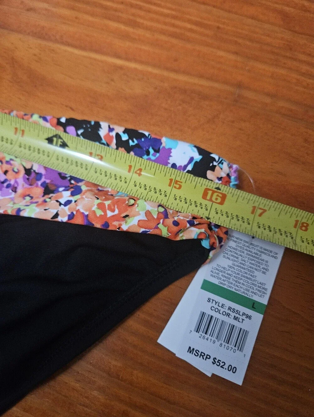 Kenneth Cole Reaction Floral Trim Black Cheeky Bikini Bottoms Size Large!